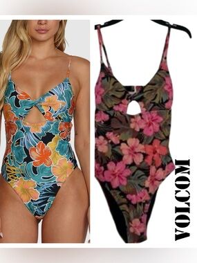VOLCOM ISLAND TIME TWIST ONE PIECE FLORAL BATHING SUIT